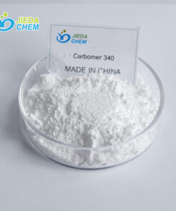 The white powder Carbomer 340 placed in a small bowl