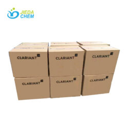 Three 25kg cartons of Ammonium Acryloyldimethyltaurate stacked in warehouse showing batch labeling and moisture-proof packaging