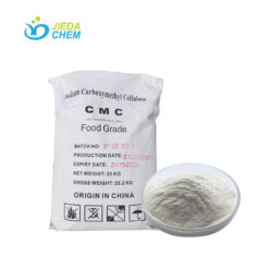 25kg woven bag of Sodium CMC powder next to white sample in glass bowl showing fine particle consistency