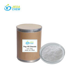 20kg neutral drum PEG-100 Stearate, with Cream colored waxy solid PEG-100 Stearate beside it
