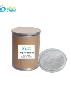 20kg neutral drum PEG-100 Stearate, with Cream colored waxy solid PEG-100 Stearate beside it