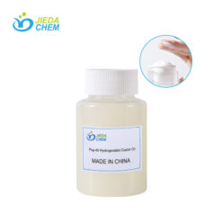 White paste Peg-40 Hydrogenated Castor Oil in a transparent small bottle