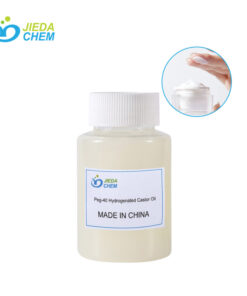 White paste Peg-40 Hydrogenated Castor Oil in a transparent small bottle