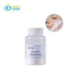The white powder Alpha-Arbutin placed in the bottle