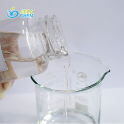 Clear liquid Propylene Glycol poured from a small bottle