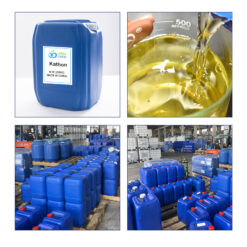 Four-panel display: 1) Single MIT liquid drum 2) Multi-drum storage 3) Pallet loading process 4) Close-up of amber viscous solution