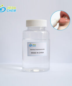 The transparent liquid Isononyl Isononanoate contained in a small bottle