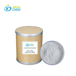 25kg paper box packaging of Modified Corn Starch next to powder sample in plate