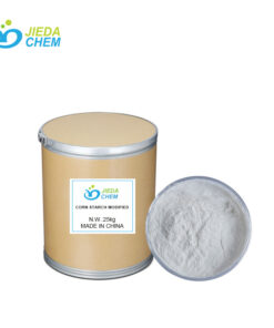 25kg paper box packaging of Modified Corn Starch next to powder sample in plate