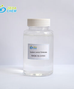 The transparent liquid Sodium lauroyl glutamate contained in a small bottle