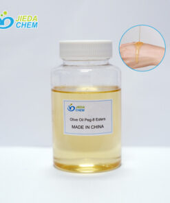 Yellow liquid Olive Oil Peg-8 Esters in small bottles