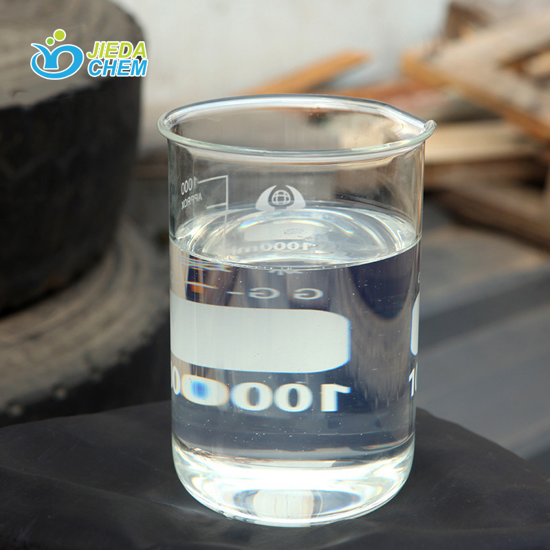 The transparent liquid methyl salicylate contained in a beaker