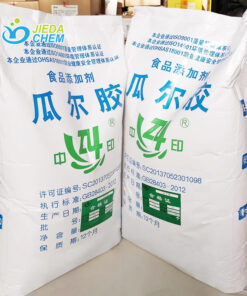 Two 25kg woven bags of Guar Gum powder in a warehouse
