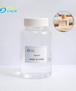 The transparent liquid Glycerin in a small bottle