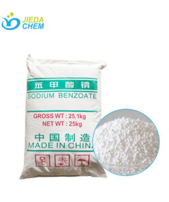 25kg sodium benzoate packed in white bags, with white granular sodium benzoate beside it