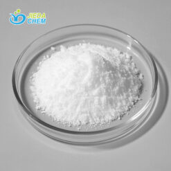 Top-view of white crystalline Caprylhydroxamic Acid powder in petri dish