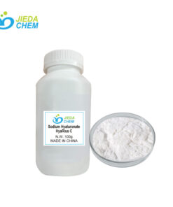 100g bottle of Sodium Hyaluronate, with white powder Sodium Hyaluronate beside it