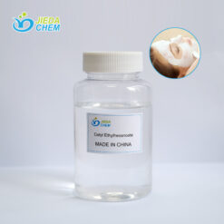 Transparent liquid Cetyl Ethylhexanoate in small bottles