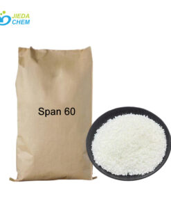 Jieda brand Span 60 packaging: brown sack and white granular sample in a black dish